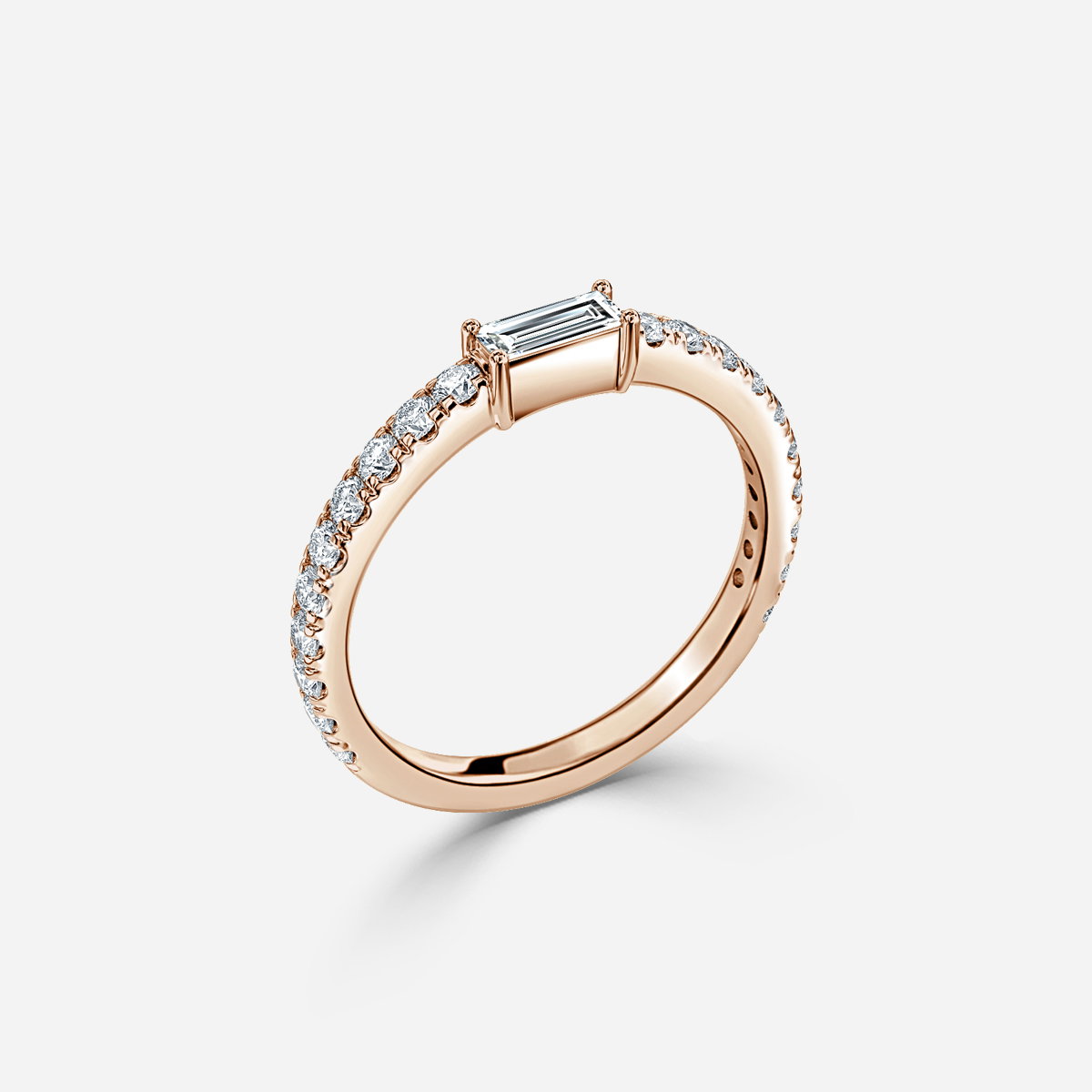 Scarlett Baguette Lab Grown Diamond Pave Wedding Ring