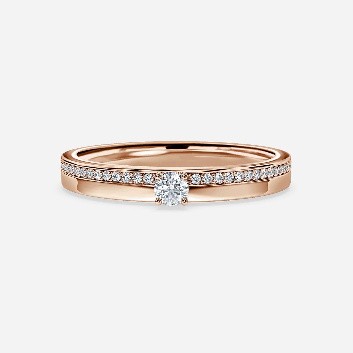 Big Round Lab Grown Diamond Solitaire Pave Wedding Ring