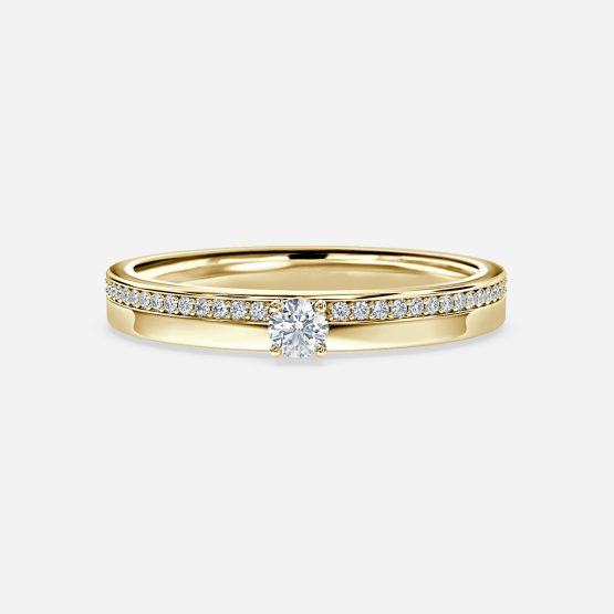 0.19ct Round Big Diamond Wedding Ring In 14K Yellow Gold (US Size: 4.5)