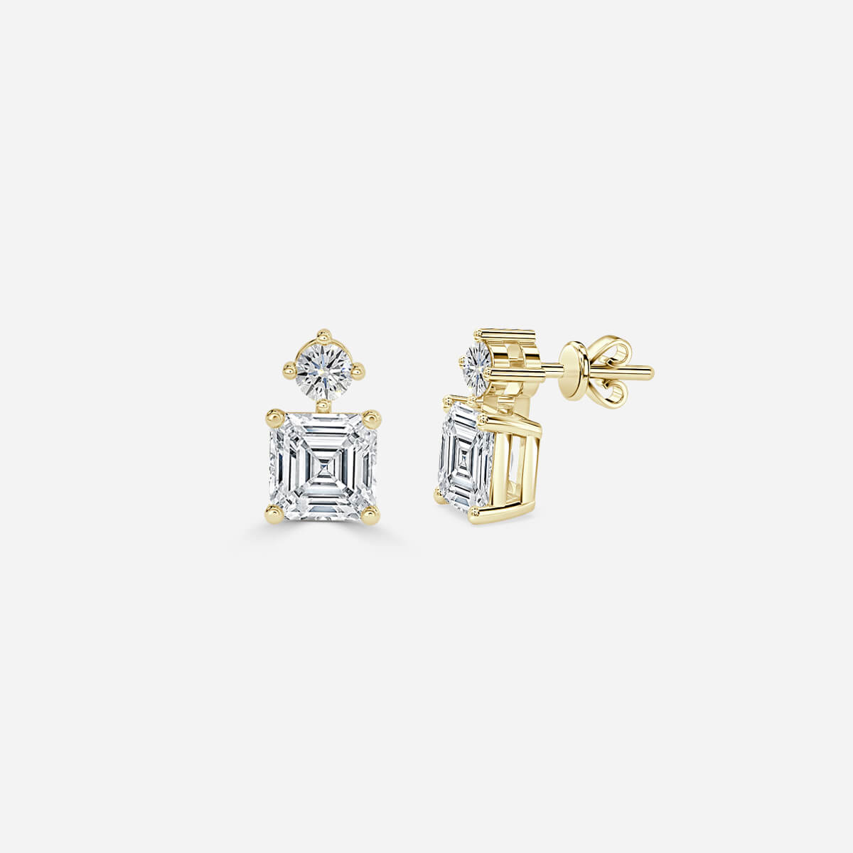 Asscher Cut Lab Grown Diamond Drop Earrings
