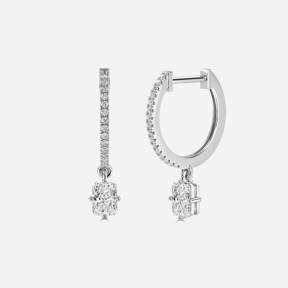 Rama Radiant Lab Grown Diamond Hoop Earrings