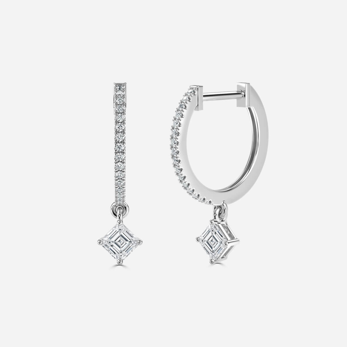 Rama Asscher Cut Lab Grown Diamond Hoop Earrings