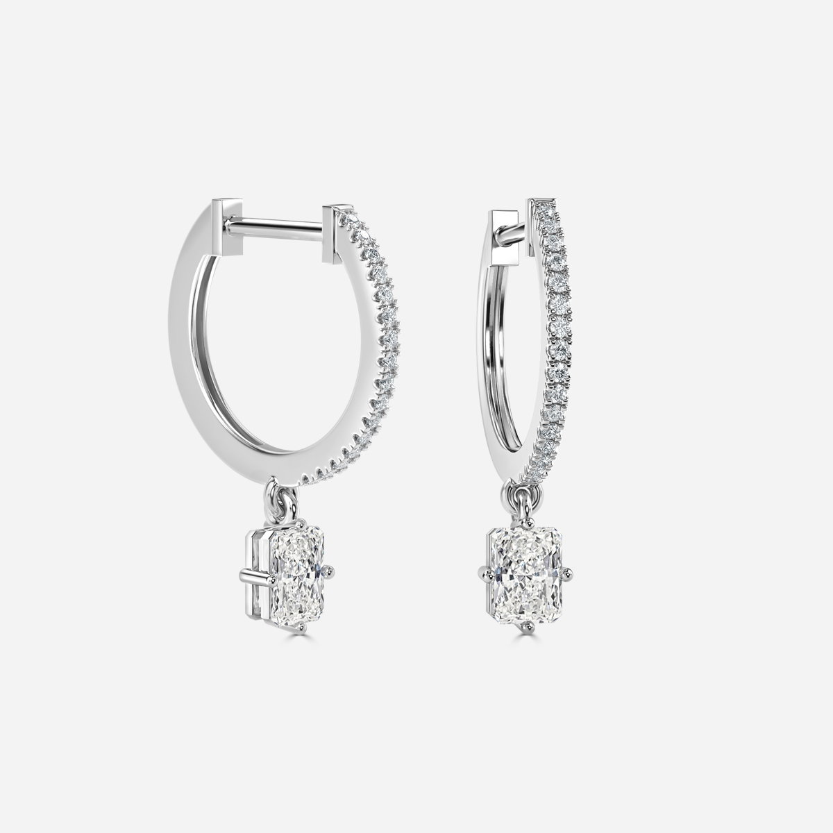 Rama Radiant Lab Grown Diamond Hoop Earrings