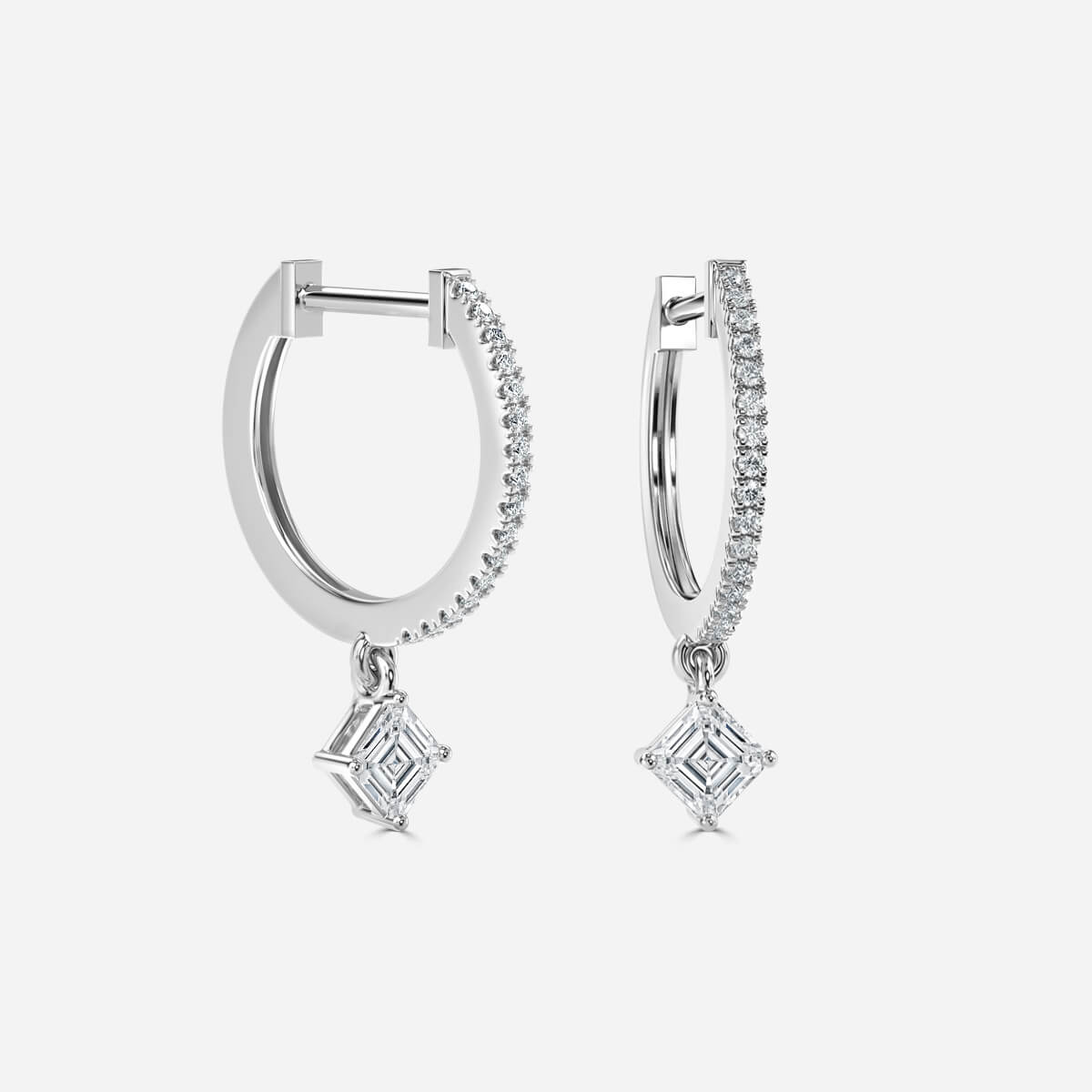 Rama Asscher Cut Lab Grown Diamond Hoop Earrings