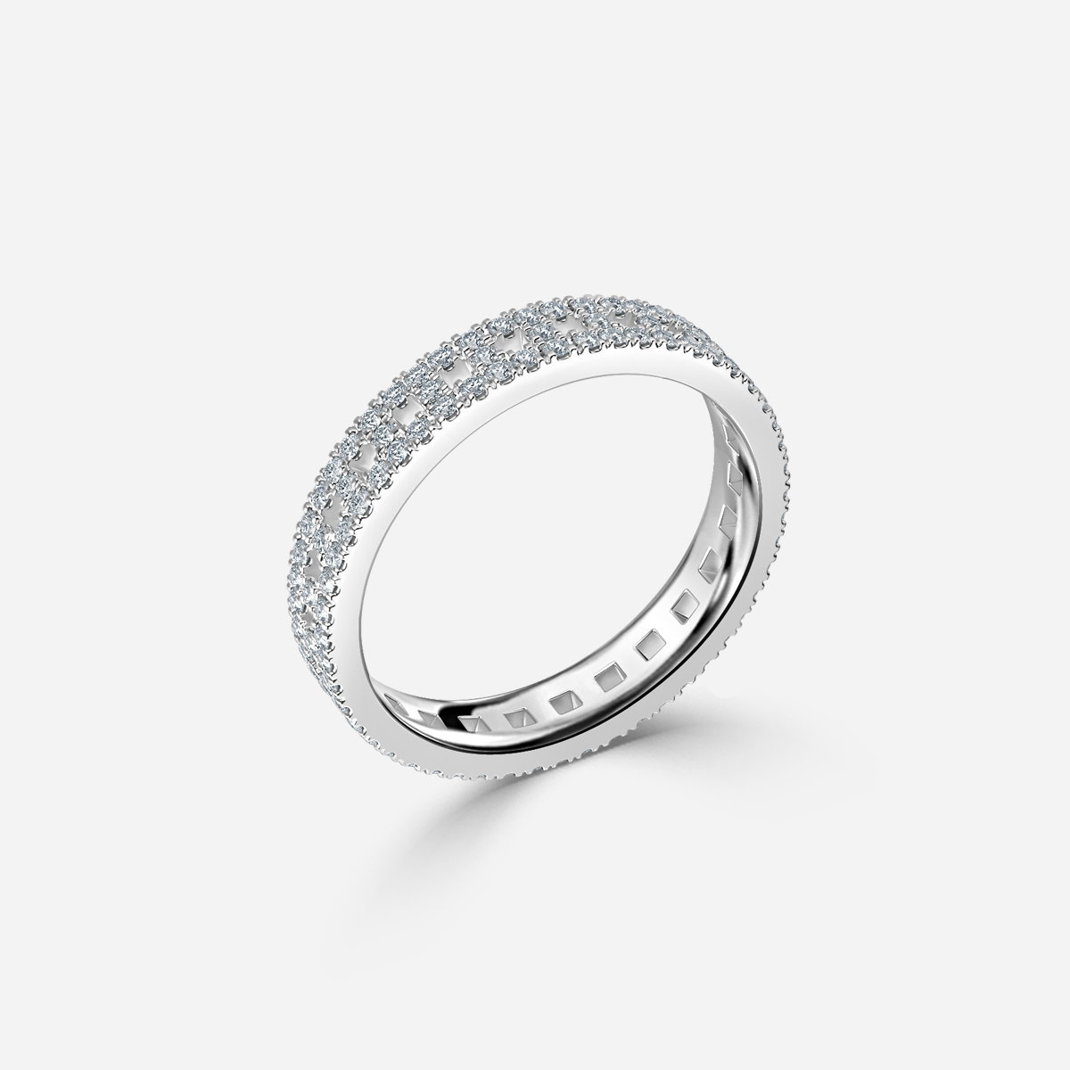 Three Row Round Lab Grown Diamond Pave Eternity Ring