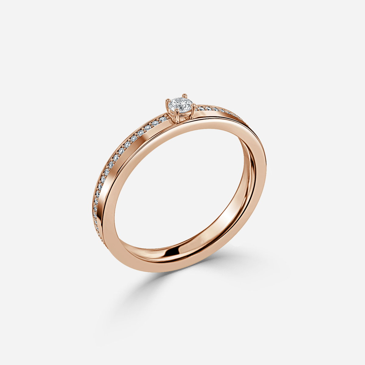 Big Round Lab Grown Diamond Solitaire Pave Wedding Ring