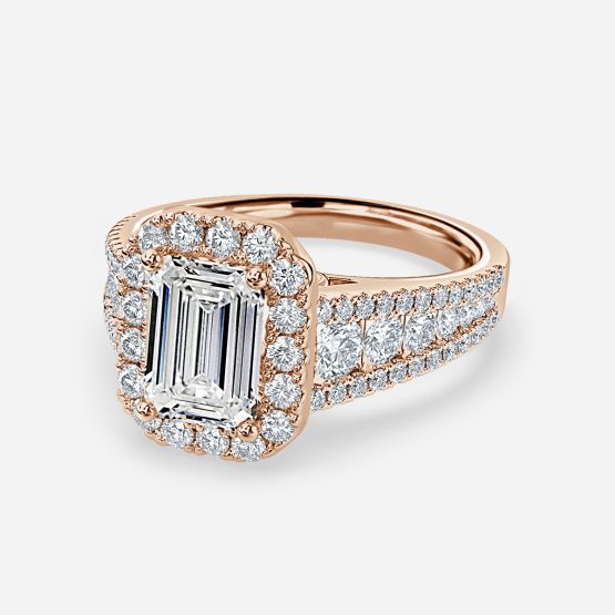 Dalia Emerald Halo Engagement Ring