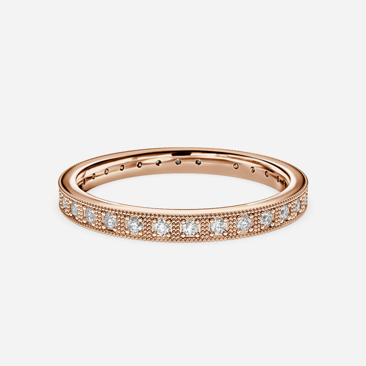 Milagros Round Lab Grown Diamond Milgrain Set Full Eternity Ring