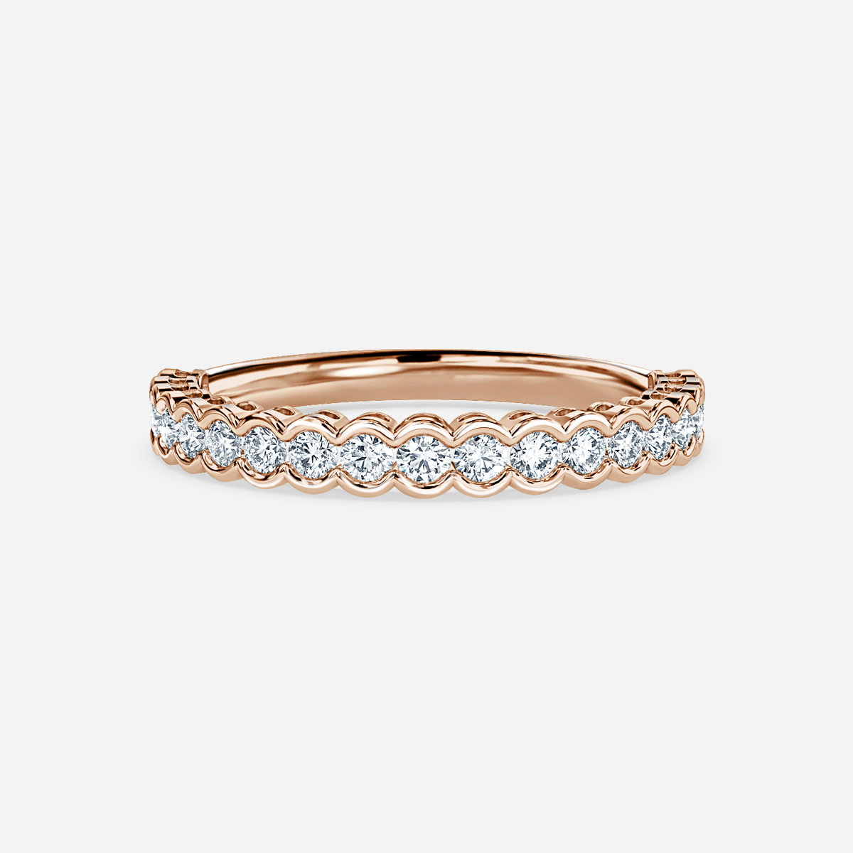 Luna Rubover Round Lab Grown Diamond Semi Bezel Eternity Wedding Ring