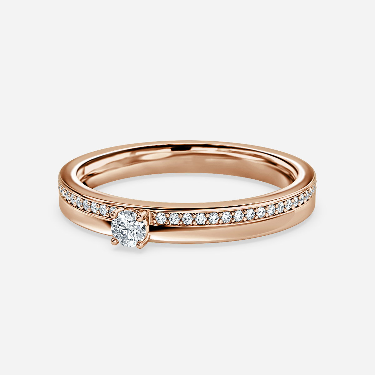 Big Round Lab Grown Diamond Solitaire Pave Wedding Ring