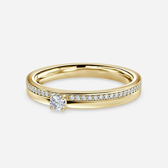0.19ct Round Big Diamond Wedding Ring In 14K Yellow Gold (US Size: 4.5)