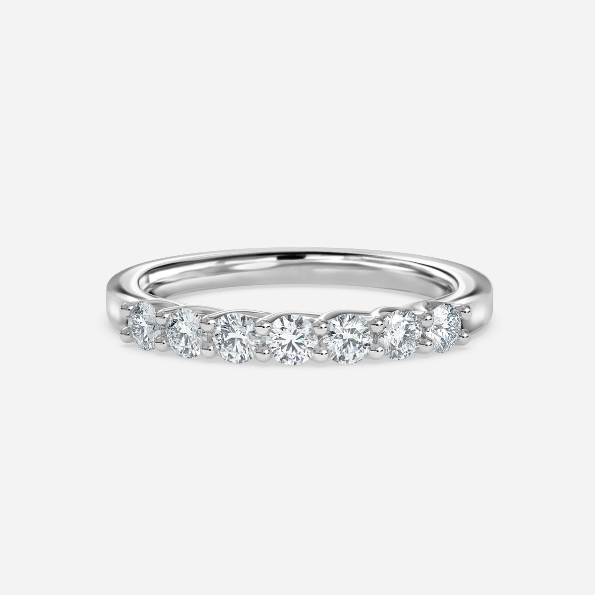 Unique Round Lab Grown Diamond Shared Prong Half Eternity Wedding Ring