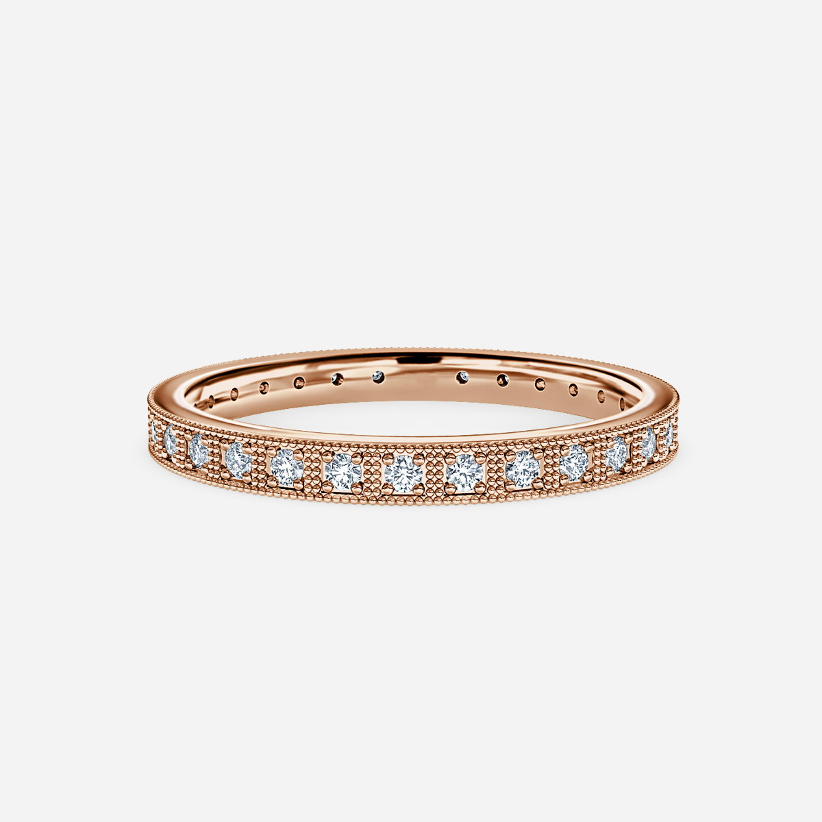 Milagros Round Lab Grown Diamond Milgrain Set Full Eternity Ring