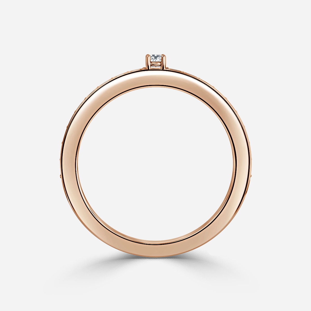 Round Shape Lab Grown Diamond Solitaire Channel Set Wedding Ring