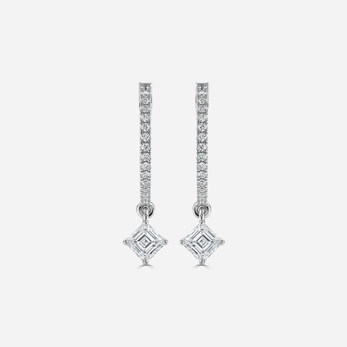 Rama Asscher Cut Lab Grown Diamond Hoop Earrings