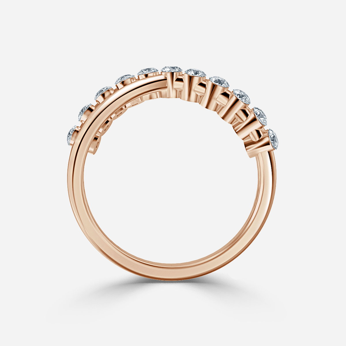 Crossover Shared Prong Round Lab Grown Diamond Wedding Ring