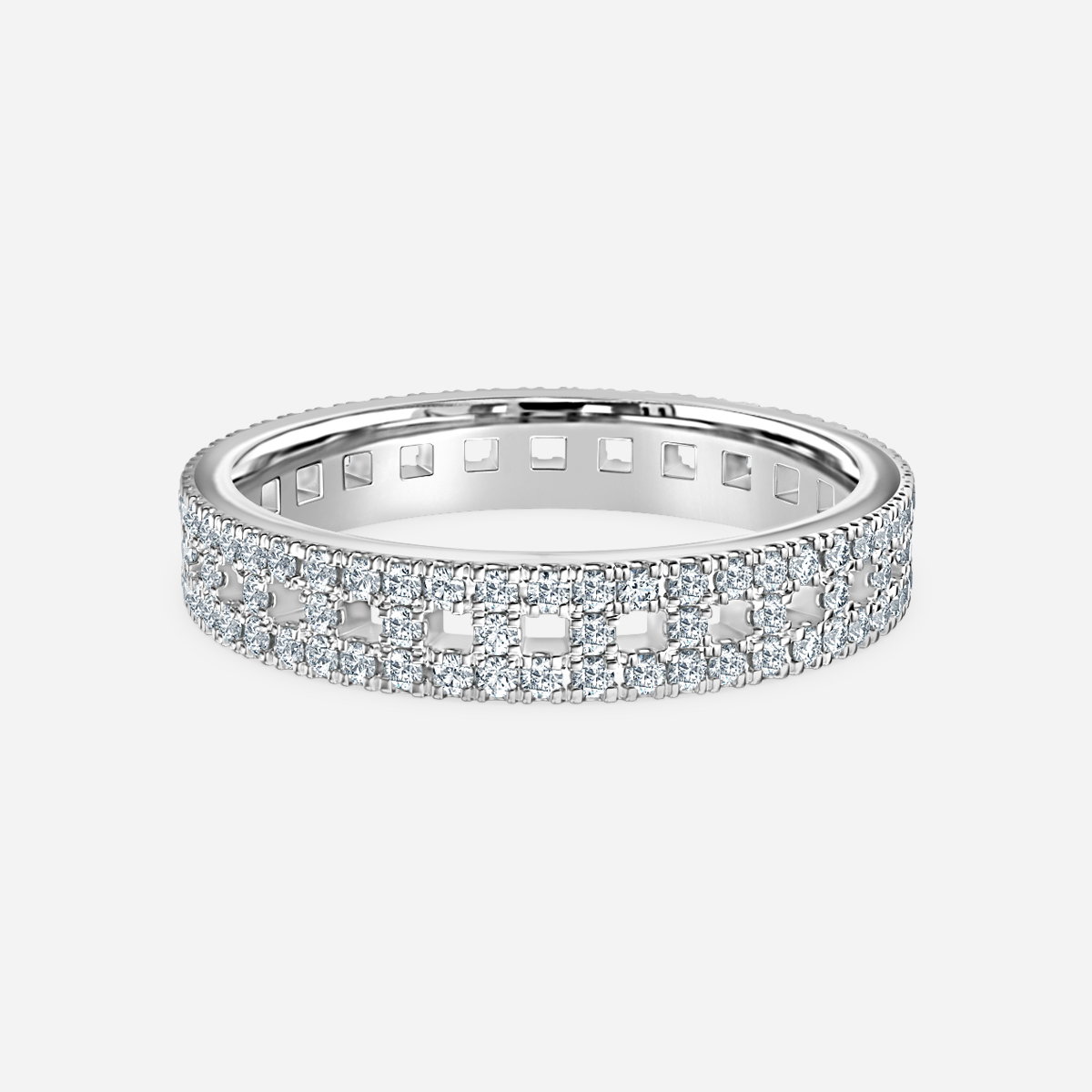 Three Row Round Lab Grown Diamond Pave Eternity Ring