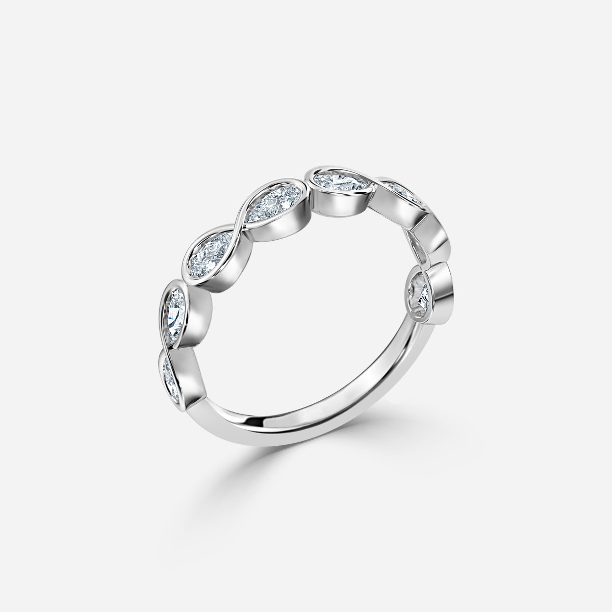 Pear Lab Grown Diamond Infinity Bezel Half Eternity Wedding Ring