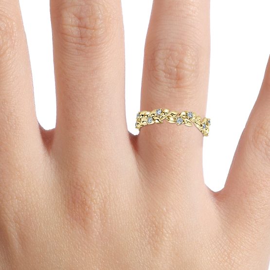 0.20ct Ivy Diamond Wedding Ring In 14K Yellow Gold (US Size: 8.25)