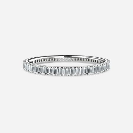 1.00ct Whisper Baguette Diamond Wedding Ring In 14K White Gold (US Size: 5.25)