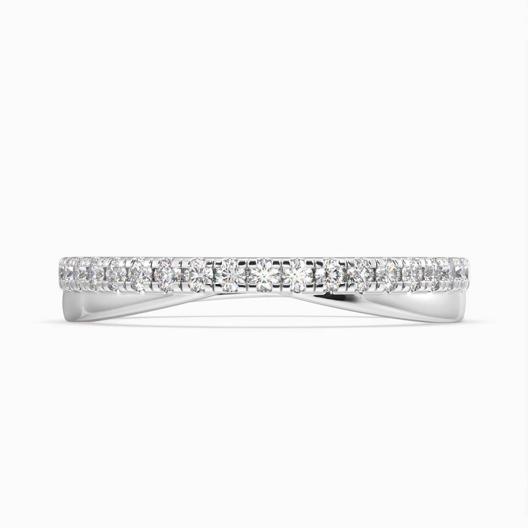 Riviera Contour Round Lab Grown Diamond Micro Pave Wedding Ring