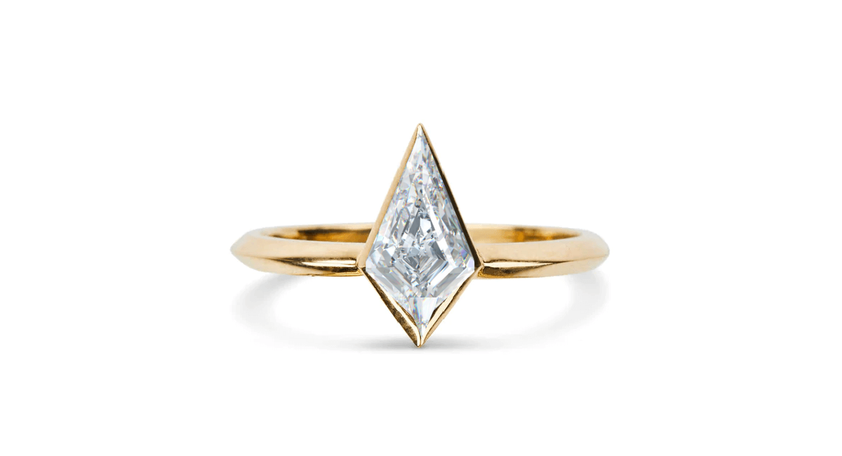 Bezel setting Kite Shape Diamond Ring