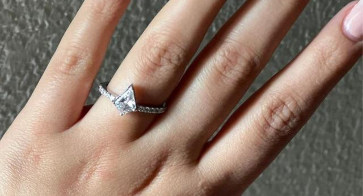Pave setting Kite Shape Diamond Ring