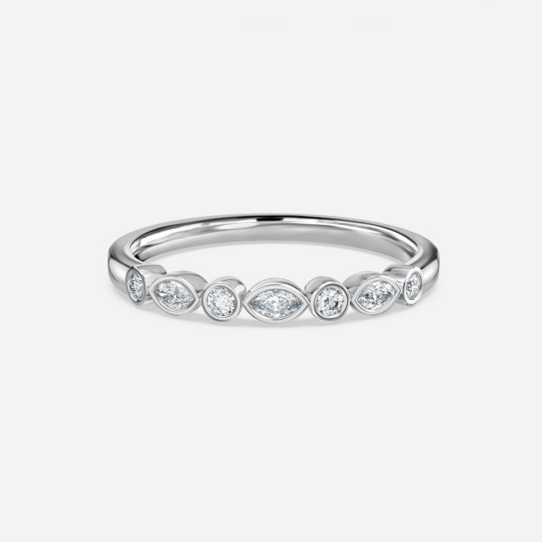 Bezel Set Stackable Round Lab Grown Diamond Alternating Bezel Wedding Ring
