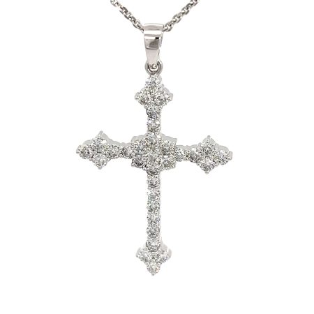 7.83ct Diamond Cross Pendant 14k White Gold