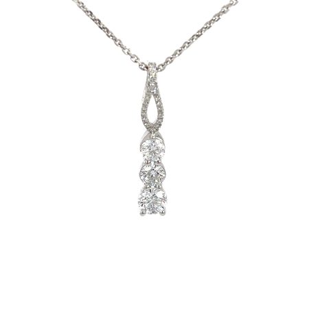 3.67ct Three Stone Diamonds Pendant 14k White Gold