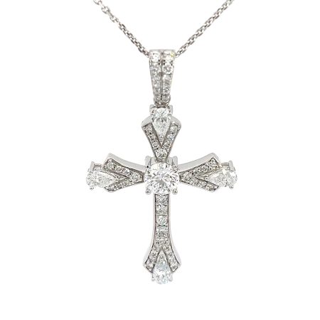 7.02ct Diamond Cross Pendant 14k White Gold