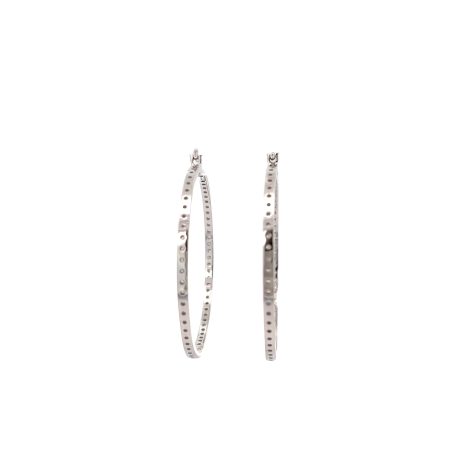 11.25ctw Small Round Diamond Hoop Earrings 14K White Gold