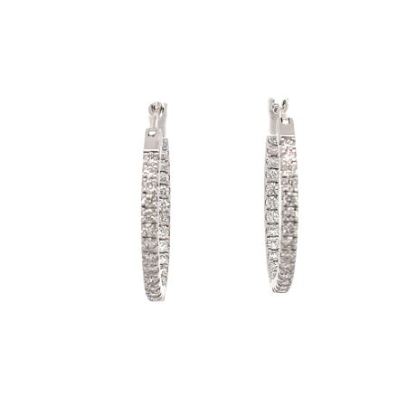 6.10ctw Diamond Hoop Earrings 14K White Gold