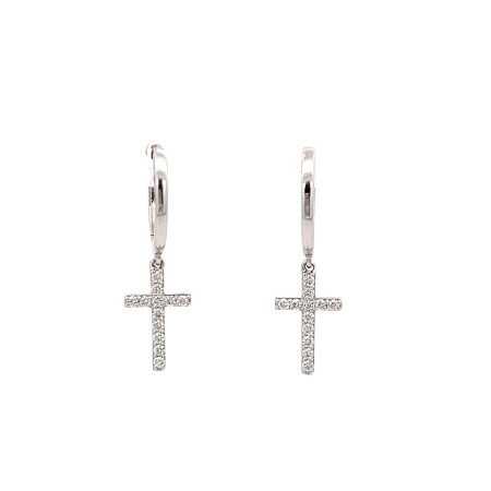 2.37Ctw Cross Hanging Earrings 14K White Gold