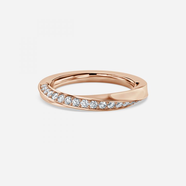Twisted Stackable Round Lab Grown Diamond Grain Set Wedding Ring