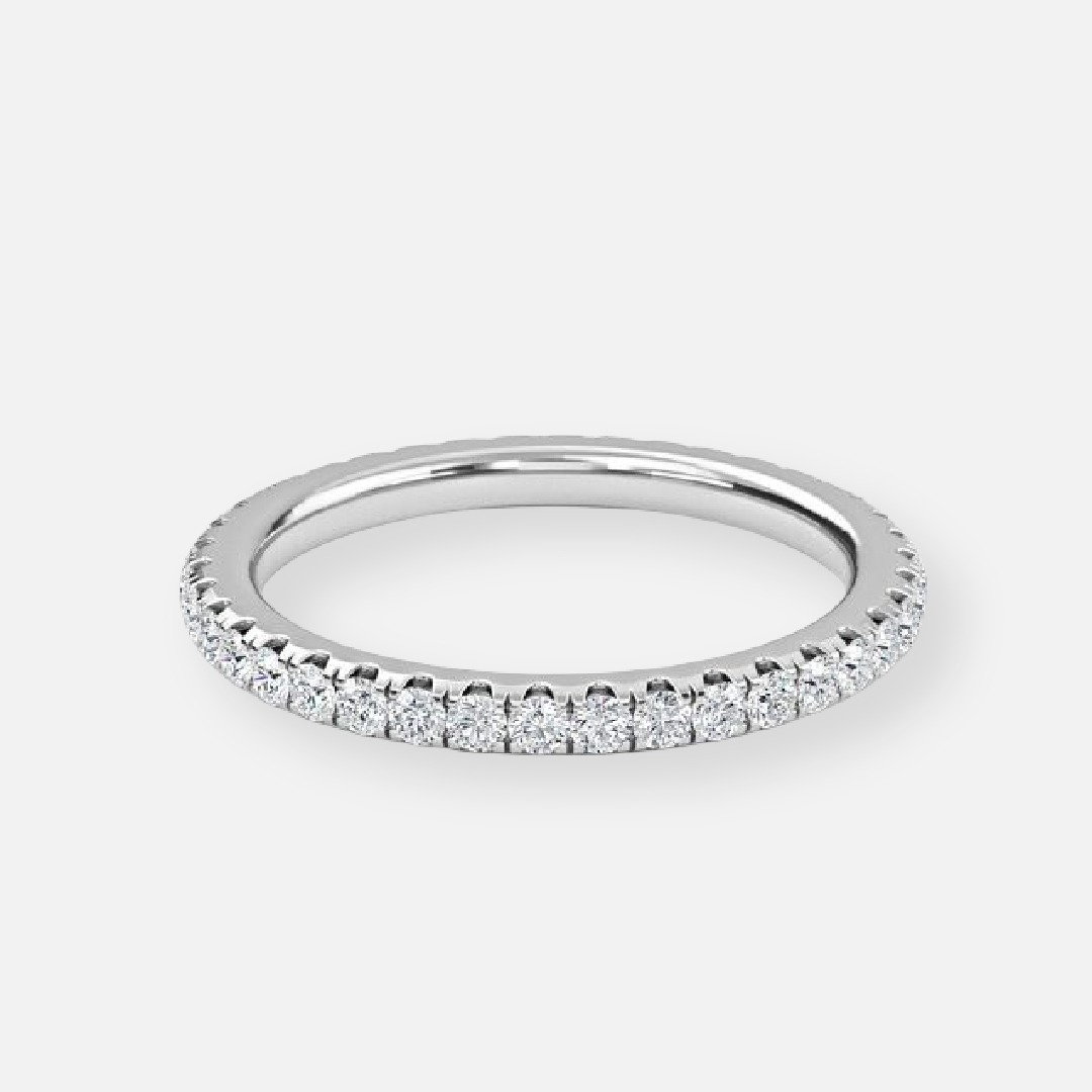 Mika Round Lab Grown Diamond French Pave Full Eternity Wedding Band