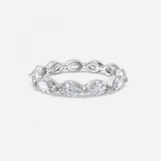 2.8ct East West Marquise Eternity Band In 14K White Gold (US Size: 5.5)