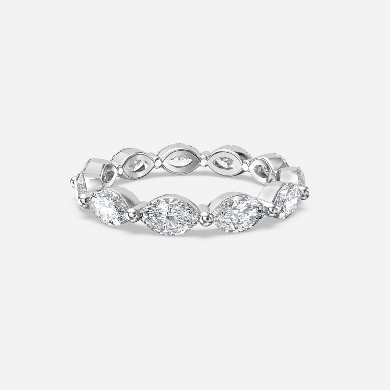 2.8ct Marquise Lab Grown Diamond East West Full Eternity Band In 14K White Gold (US Size: 5.5)