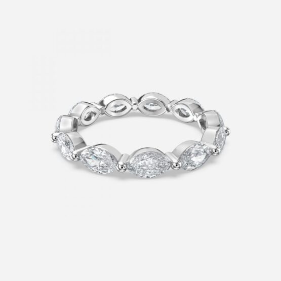 2.8ct East West Marquise Eternity Band In 14K White Gold (US Size: 5.5)