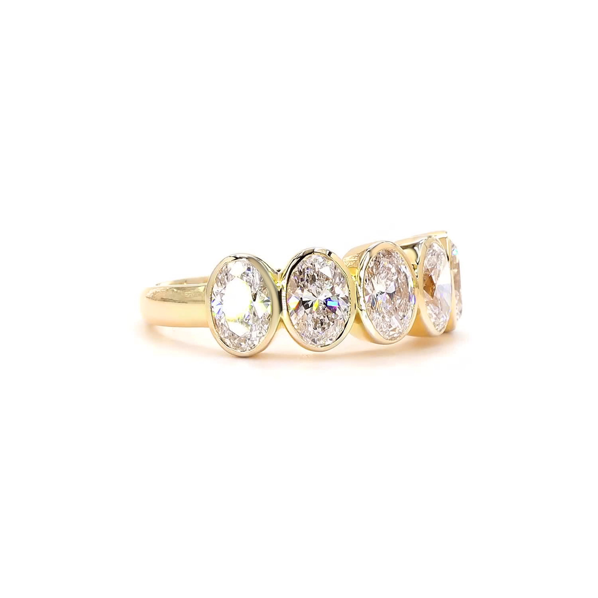 5 Stone Oval Lab Grown Diamond Anniversary Band In 14K Yellow Gold