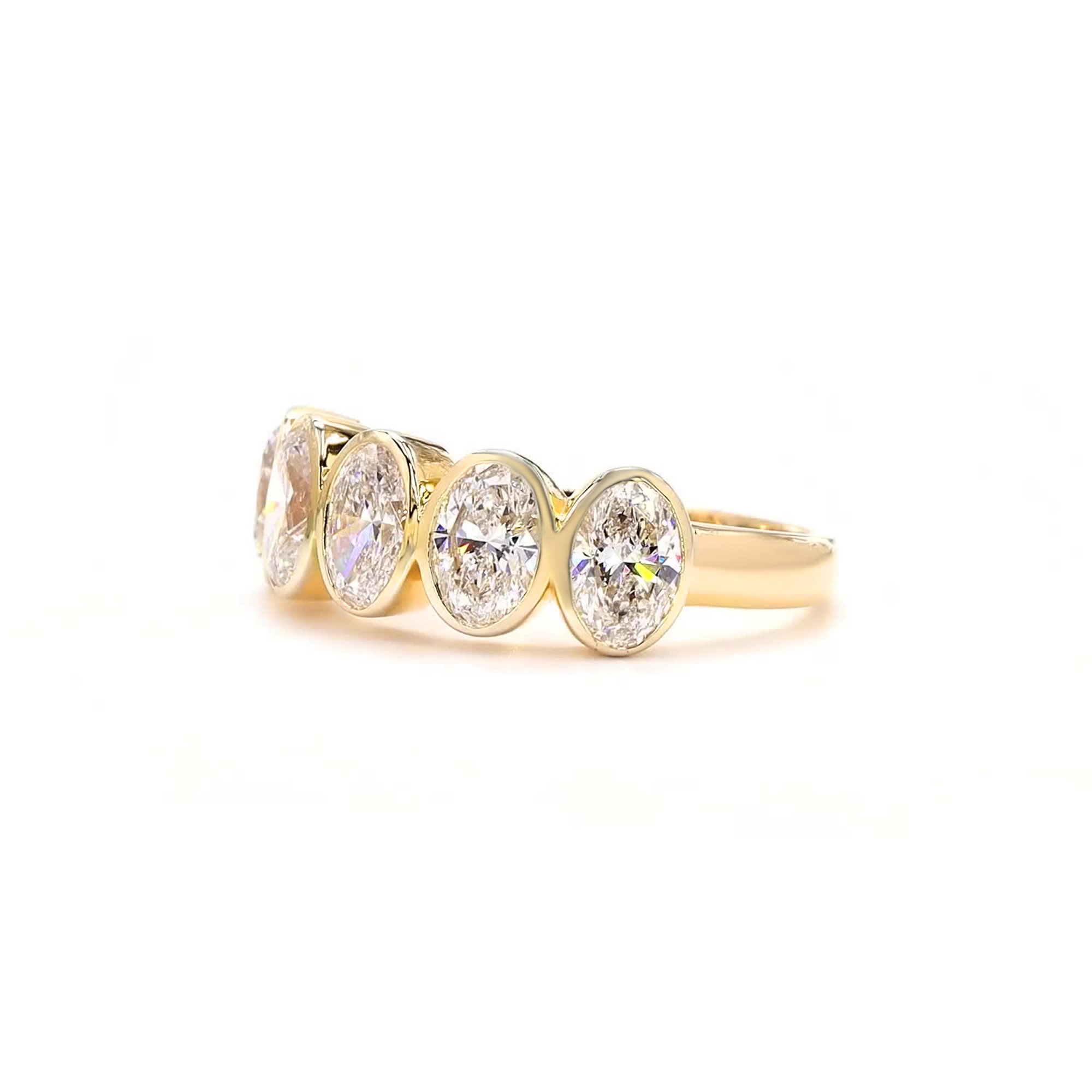 5 Stone Oval Lab Grown Diamond Anniversary Band In 14K Yellow Gold