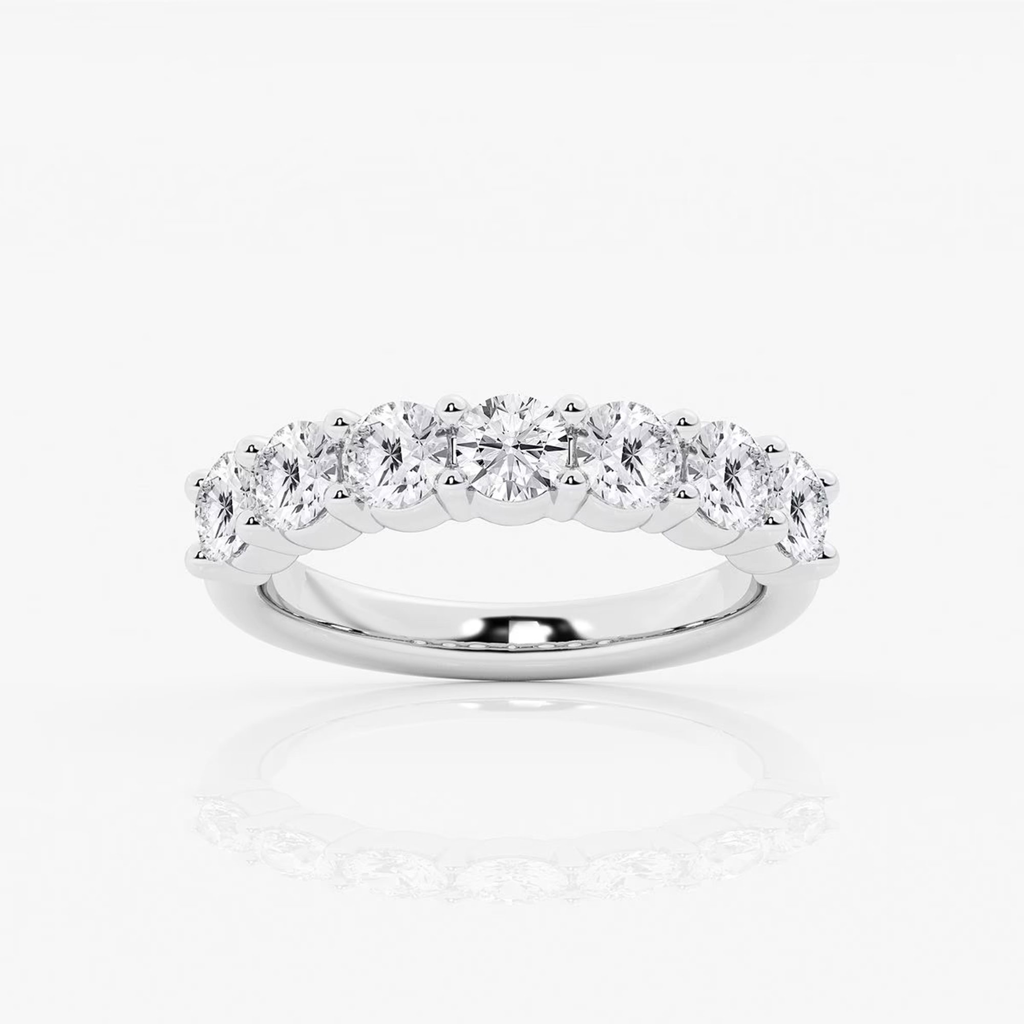 7 Stone Round Lab Grown Diamond Anniversary Band In 14K White Gold