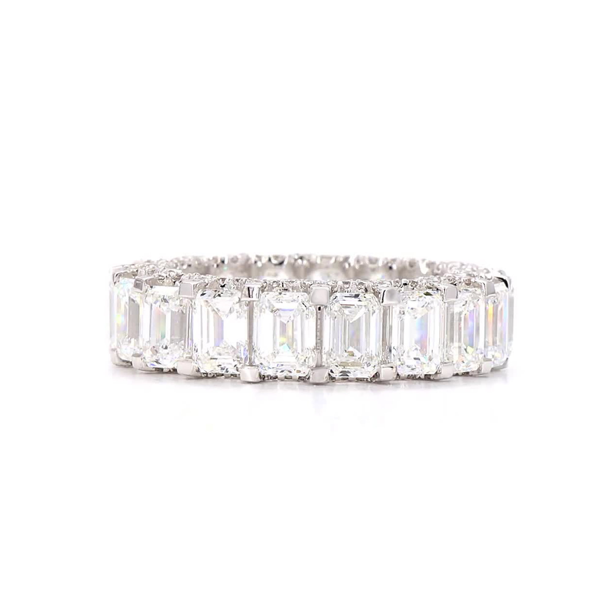 Emerald Lab Grown Diamond Eternity Band In 14K White Gold