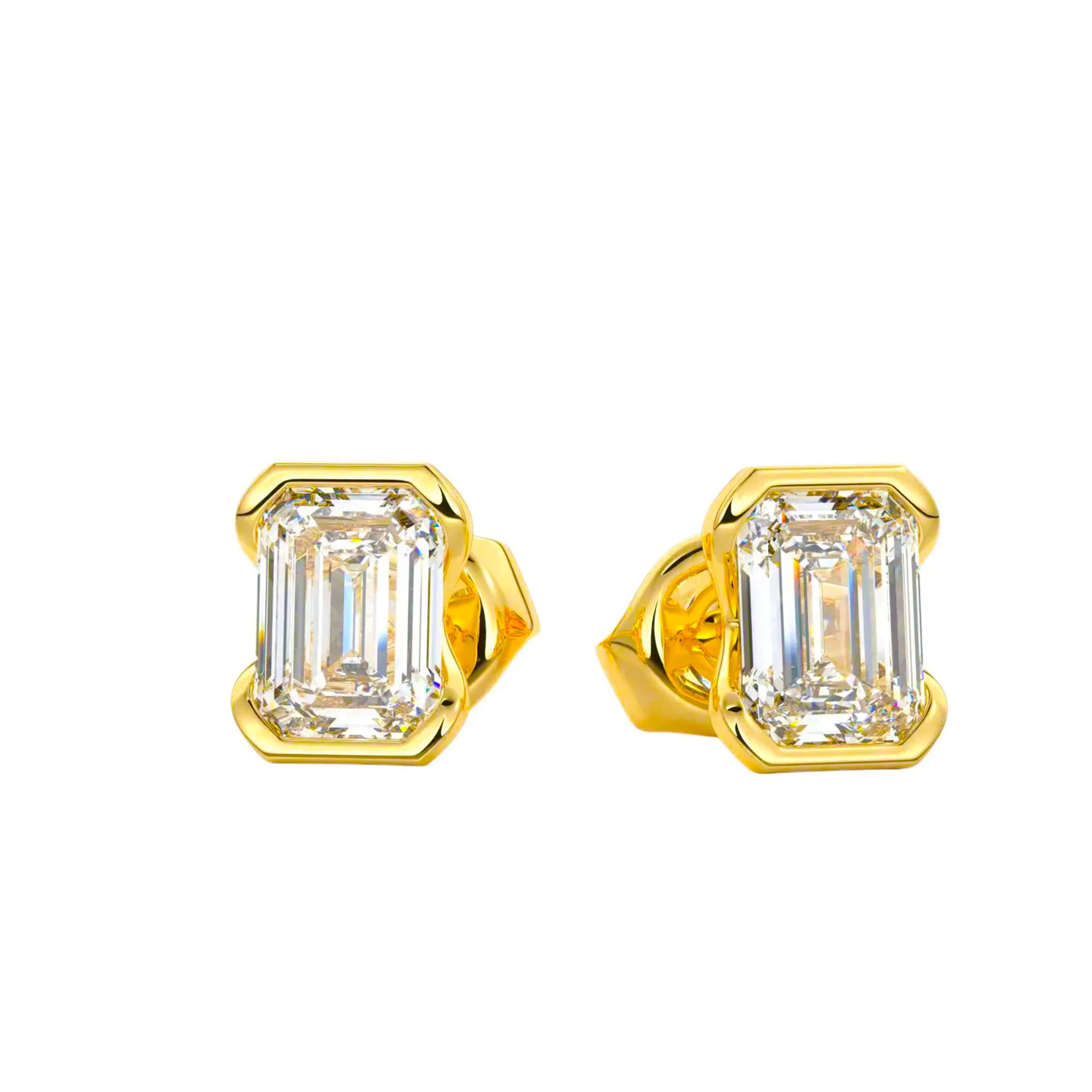 Emerald Lab Grown Diamond Half Bezel Earrings