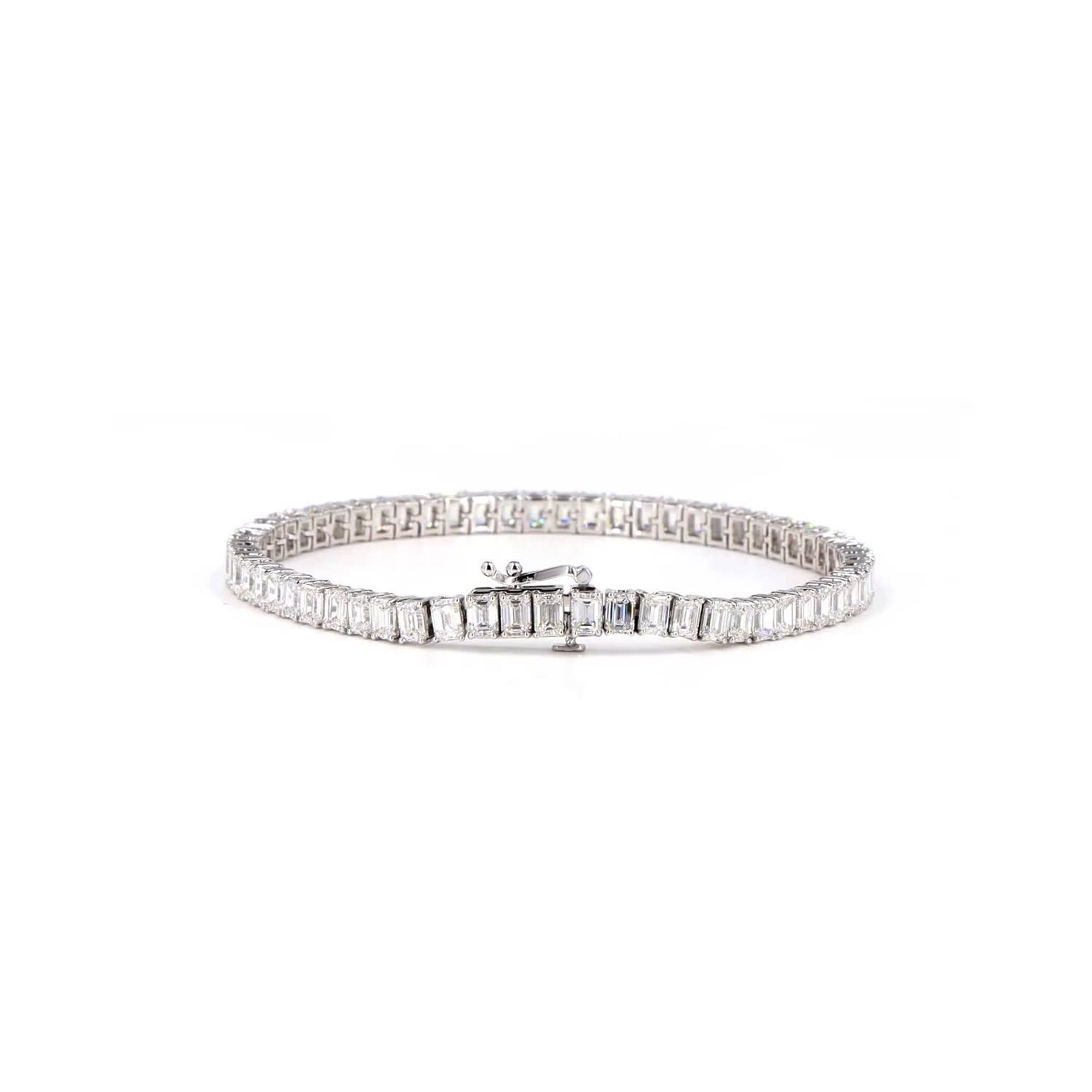 Emerald Lab Grown Diamond North-South Bracelet In 14K White Gold