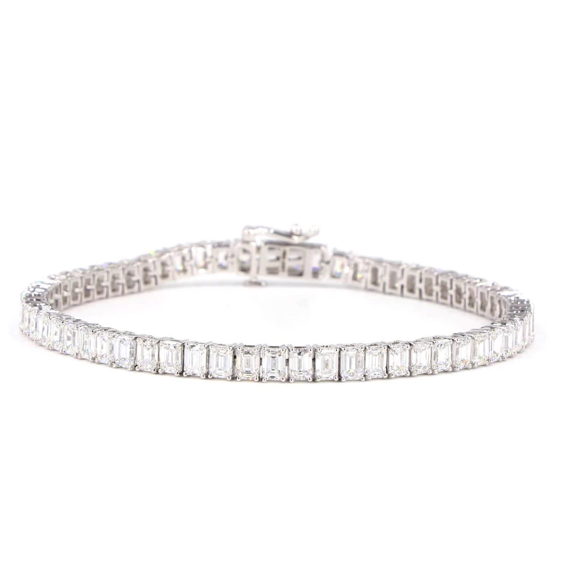 Emerald Lab Grown Diamond North-South Bracelet In 14K White Gold