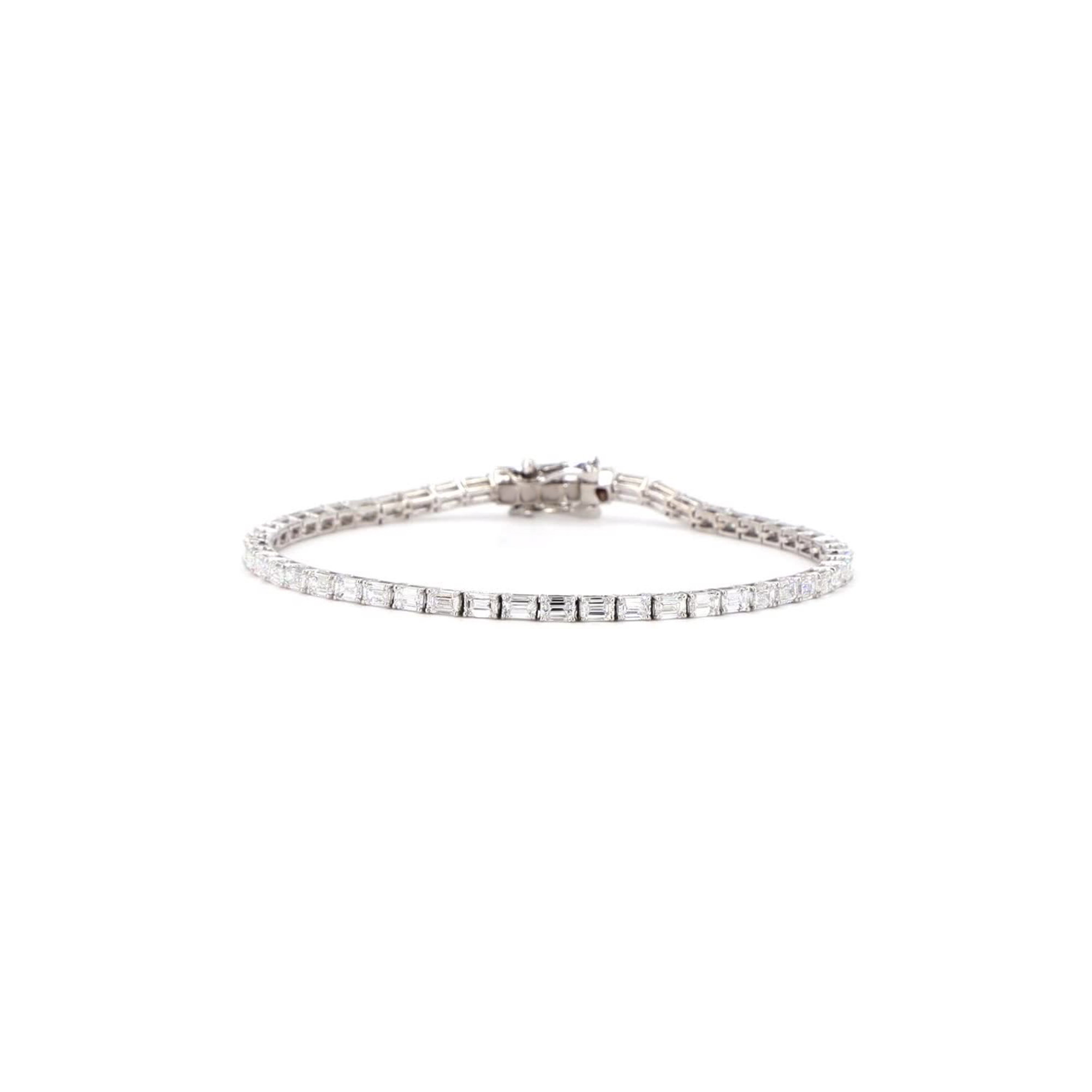 Emerald Lab Grown Diamond Tennis Bracelet In 14k White Gold