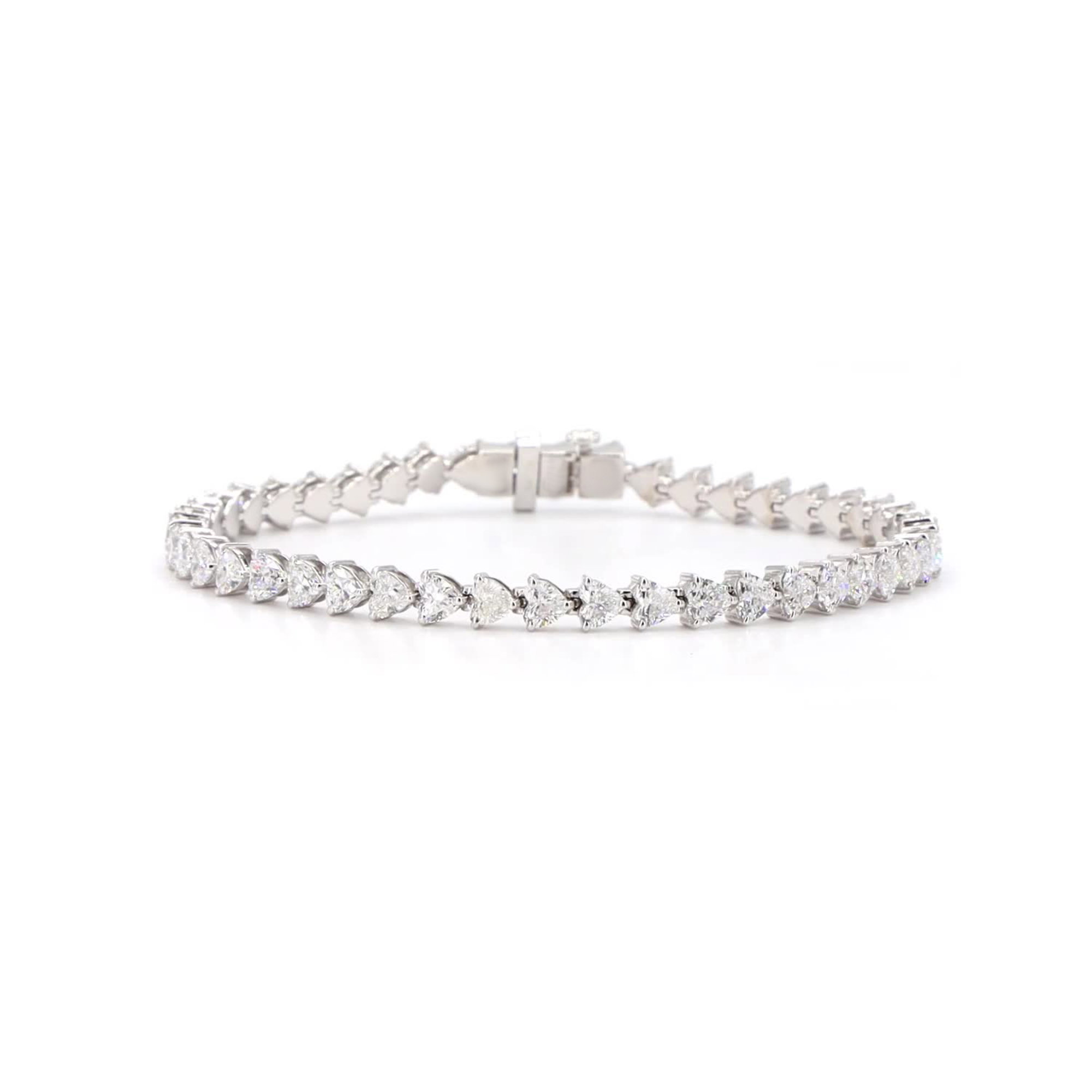 Heart Cut Lab Grown Diamond Bracelet In 14K White Gold