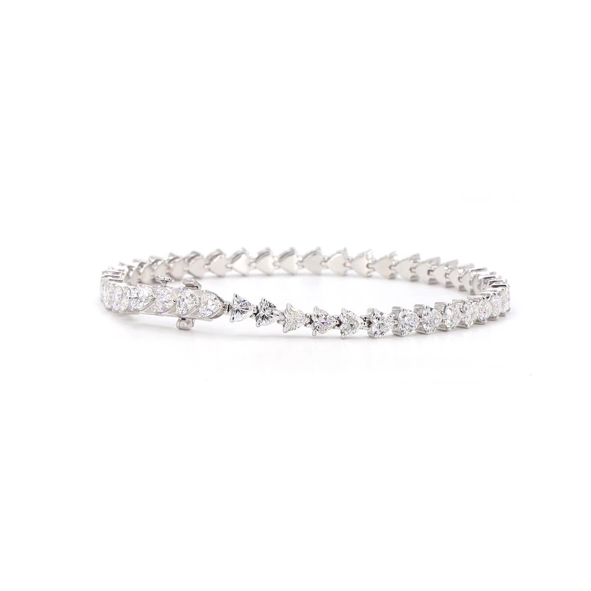 Heart Cut Lab Grown Diamond Bracelet In 14K White Gold
