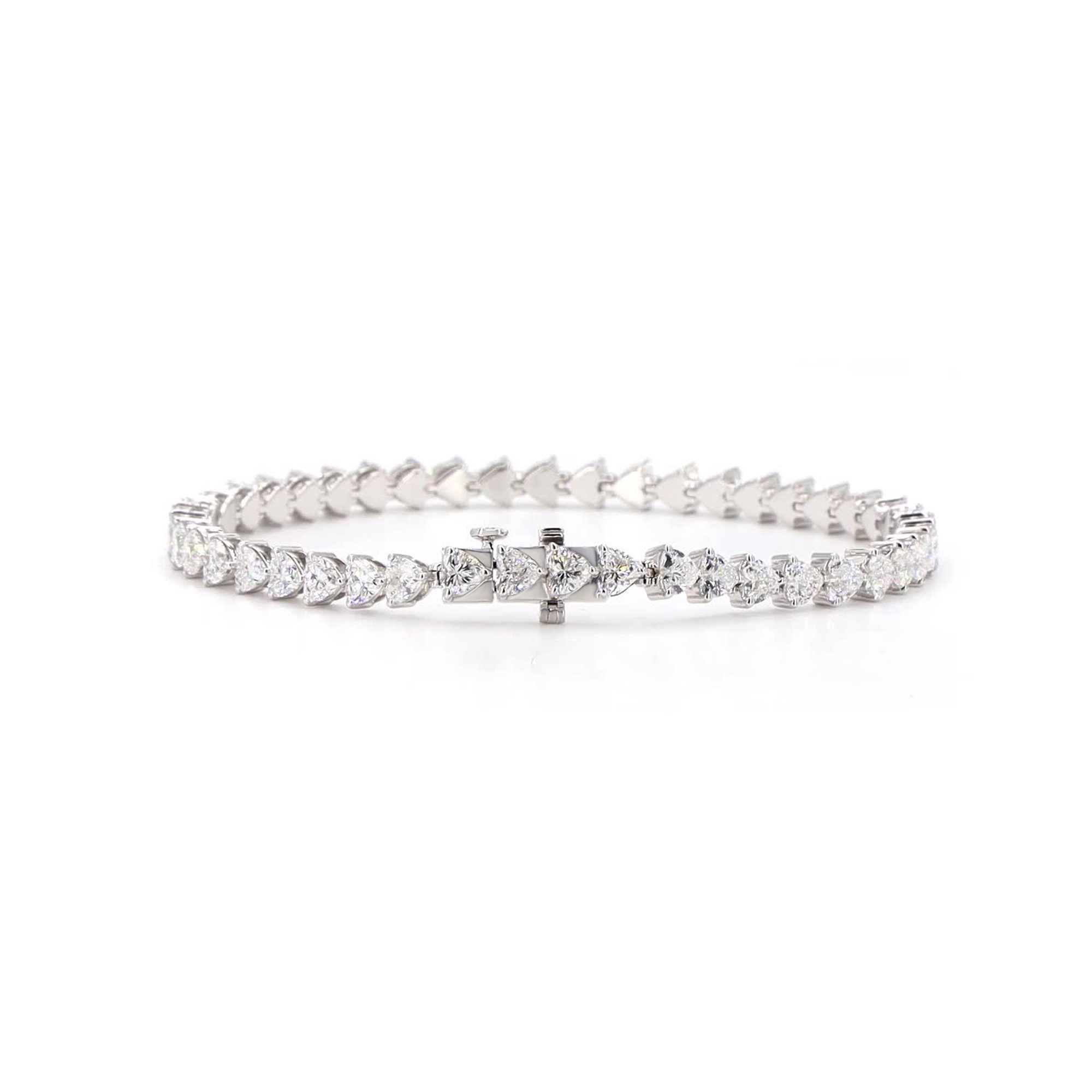 Heart Cut Lab Grown Diamond Bracelet In 14K White Gold